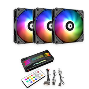 שלושה מאווררים למארז עם בקר ושלט ID Cooling ARGB TF-12025-ARGB 120MM ARGB Controller Box