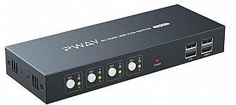 קופסת מיתוג איכותית Pway-S7402H KVM 1 Display 4 Ports - 4K