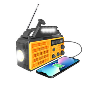 מכשיר הישרדות רב-תכליתי פנס חירום רדיו FM מטען לטלפון לחצן מצוקה