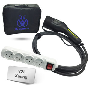 מתאם V2L של Braumers מחובר לרכב חשמלי Xpeng G6 לבן