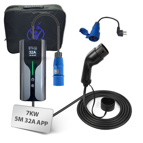 מטען נייד לרכב חשמלי Braumers 7kW עם כבל וחיבור Type 2