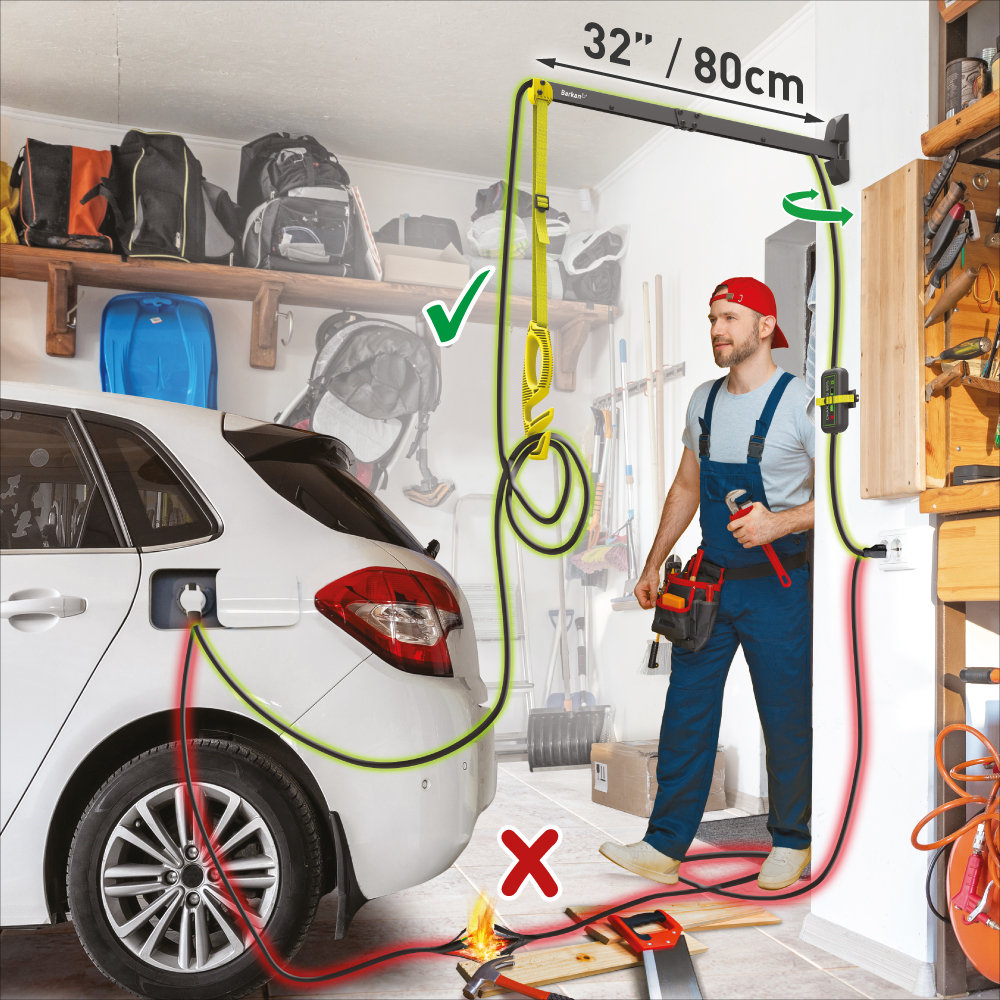 זרוע ברקן לכבל טעינה רכב חשמלי 80 ס"מ EV80WM - barkanmounts.com