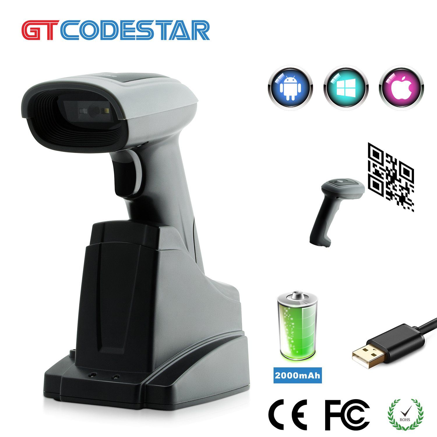 Xincode Wirless 2D with Cradle X-1900C Black