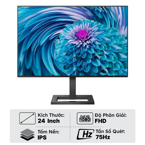 מסך Philips 241E1N1200A IPS 120Hz 23.8 HDMI-DP-VGA – תמונה 3