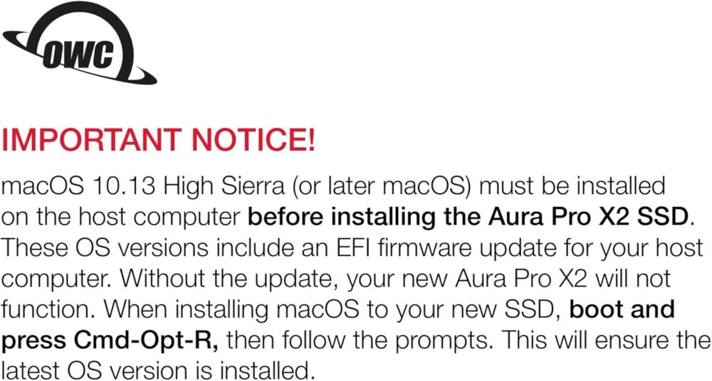 MAC SSD Aura Pro X2 OWCS3DAPT4MB05 480GB NVME (2013-16)