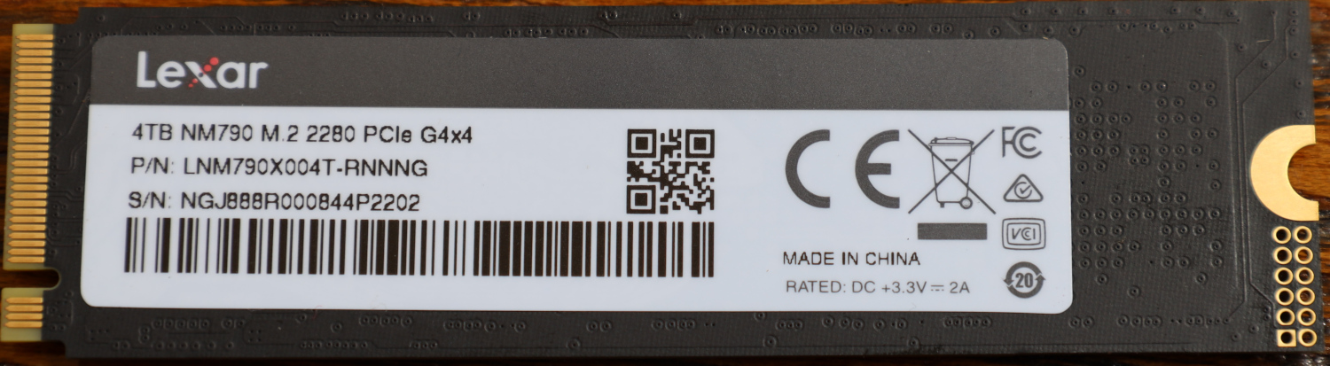 LEXAR NVMe LNM-790 4TB Pci4.0 R:7400Mb/s W:6500MB/s