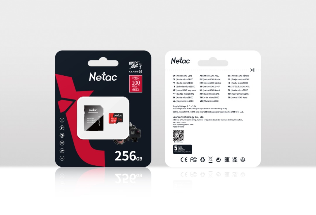 Netac P500 Extreme Pro MicroSDXC 256GB + SD Adapter – תמונה 2