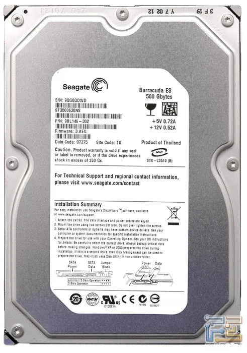 כונן קשיח Seagate ST3500630NS 500GB 7200RPM 1Y