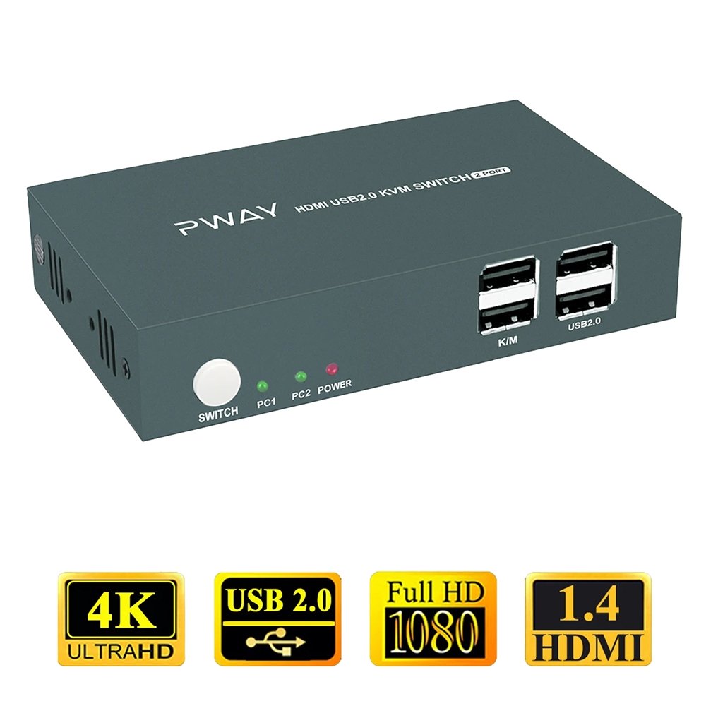PWAY KVM PW-S7415H2 4PC in to 1PC 2 Displays 4K@60Hz USB3 – תמונה 3