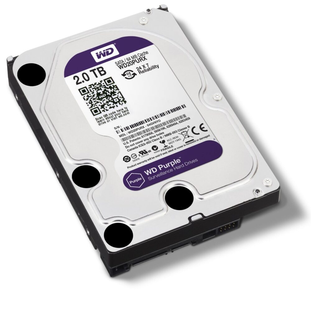 דיסק קשיח WD 2TB 5400RPM SAT3 WD20PURX for NVR