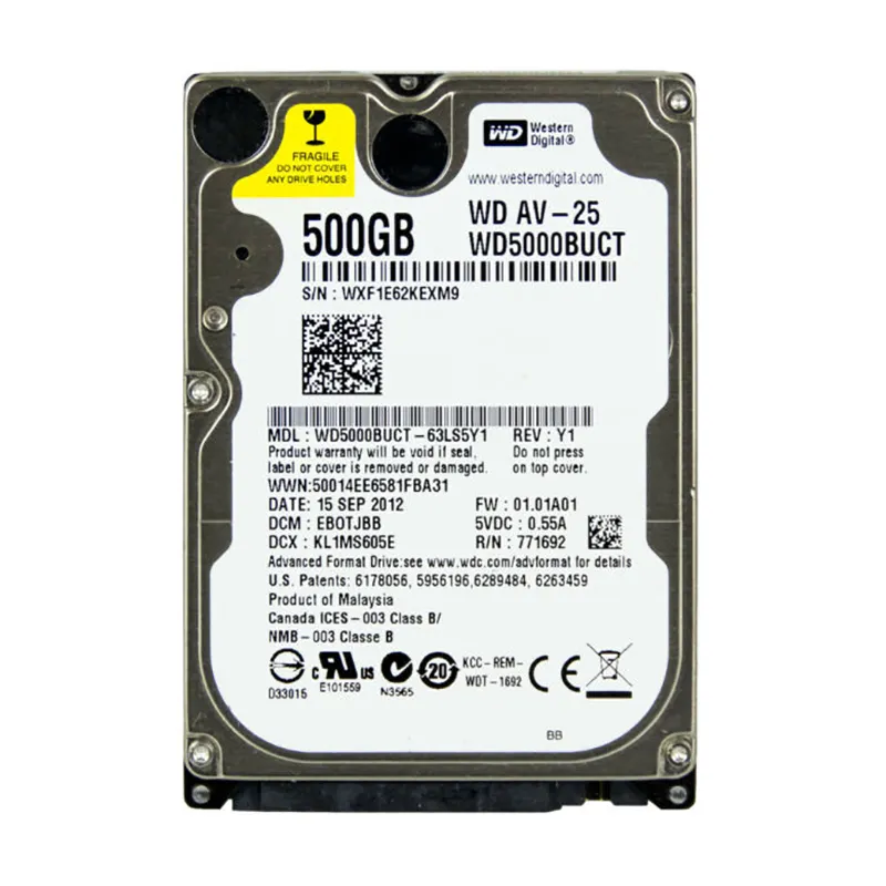 דיסק  WD 2.5" 500GB  WD5000BUCT 16M 2Y