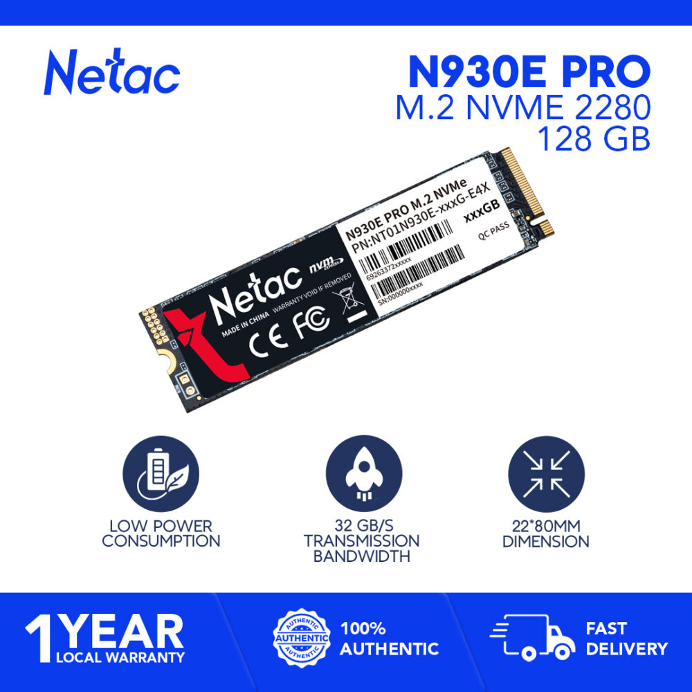 NeTac SSD N930E Pro NVMe 256GB  R/W: 2130/1720 SLC Caching