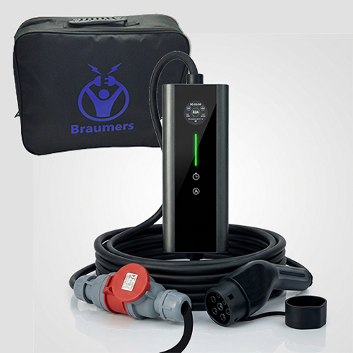 מטען נייד תלת פאזי לרכב חשמלי Braumers MobileEV CHARGER Type2 22KW CEE+APP Kit